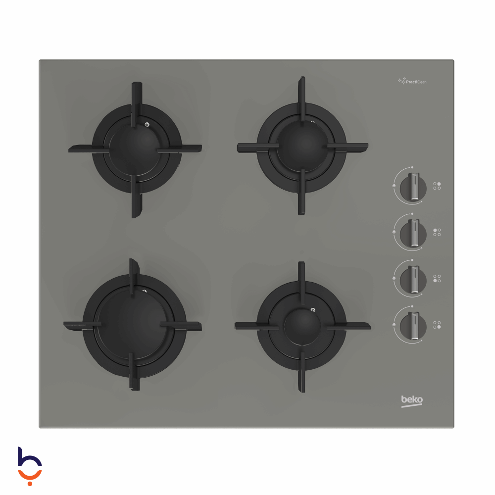 مسطح غاز بيكو 4 شعلة - 60سم - رمادي - BOCD T 6010 EGE