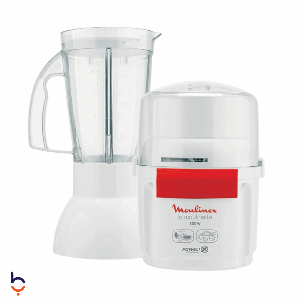 Blender Moulinex 800 Watt 800 Watt, La Moulinette with chopper, white - AR6801EG