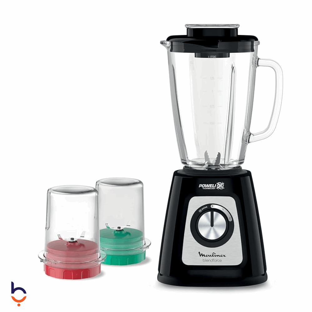 Blender Moulinex 1.75 liters 800 Watt, Blend Force with accessories, black - LM4358EG