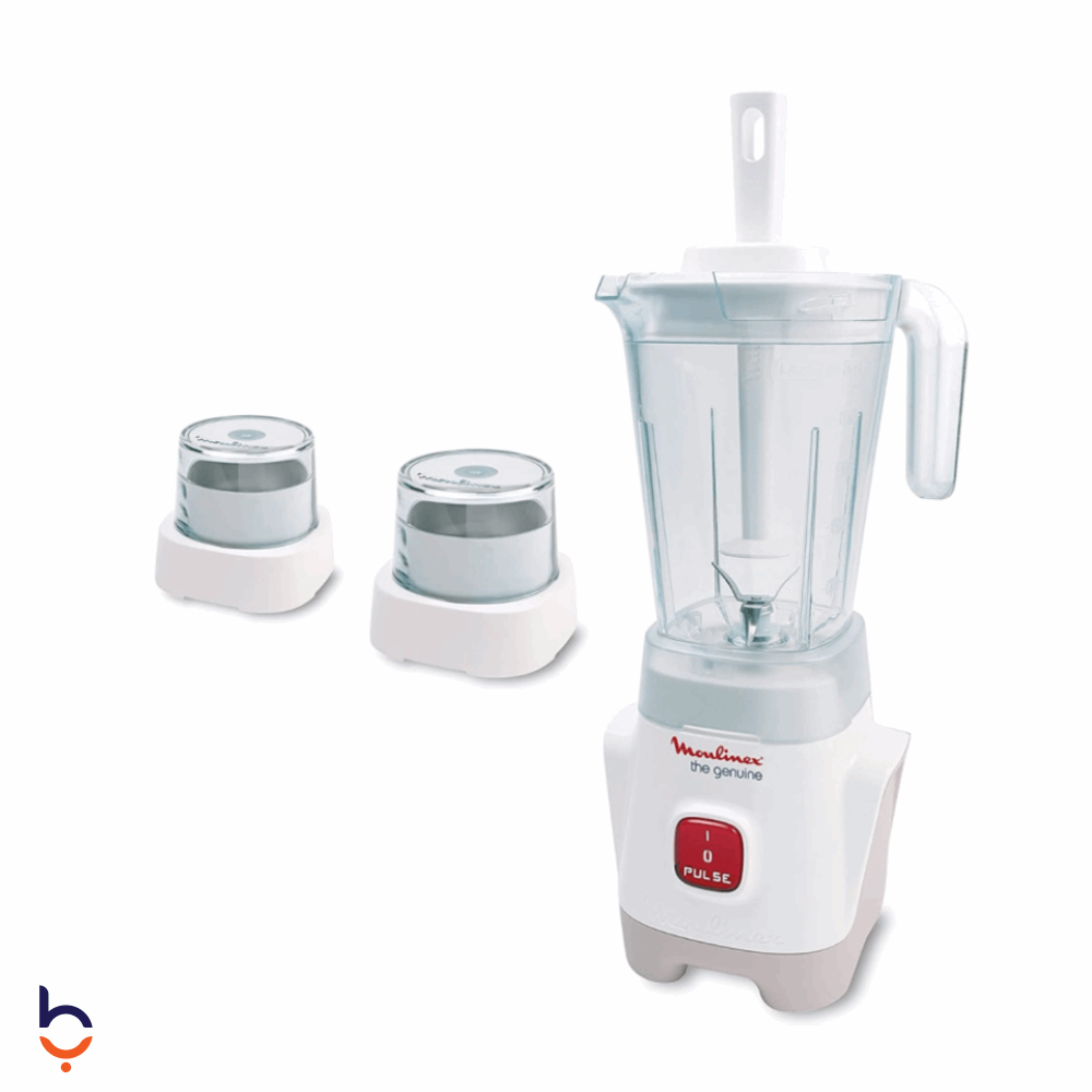 Blender Moulinex 1.5 liters 400 Watt, Genuine with two grinders - white - LM2421EG